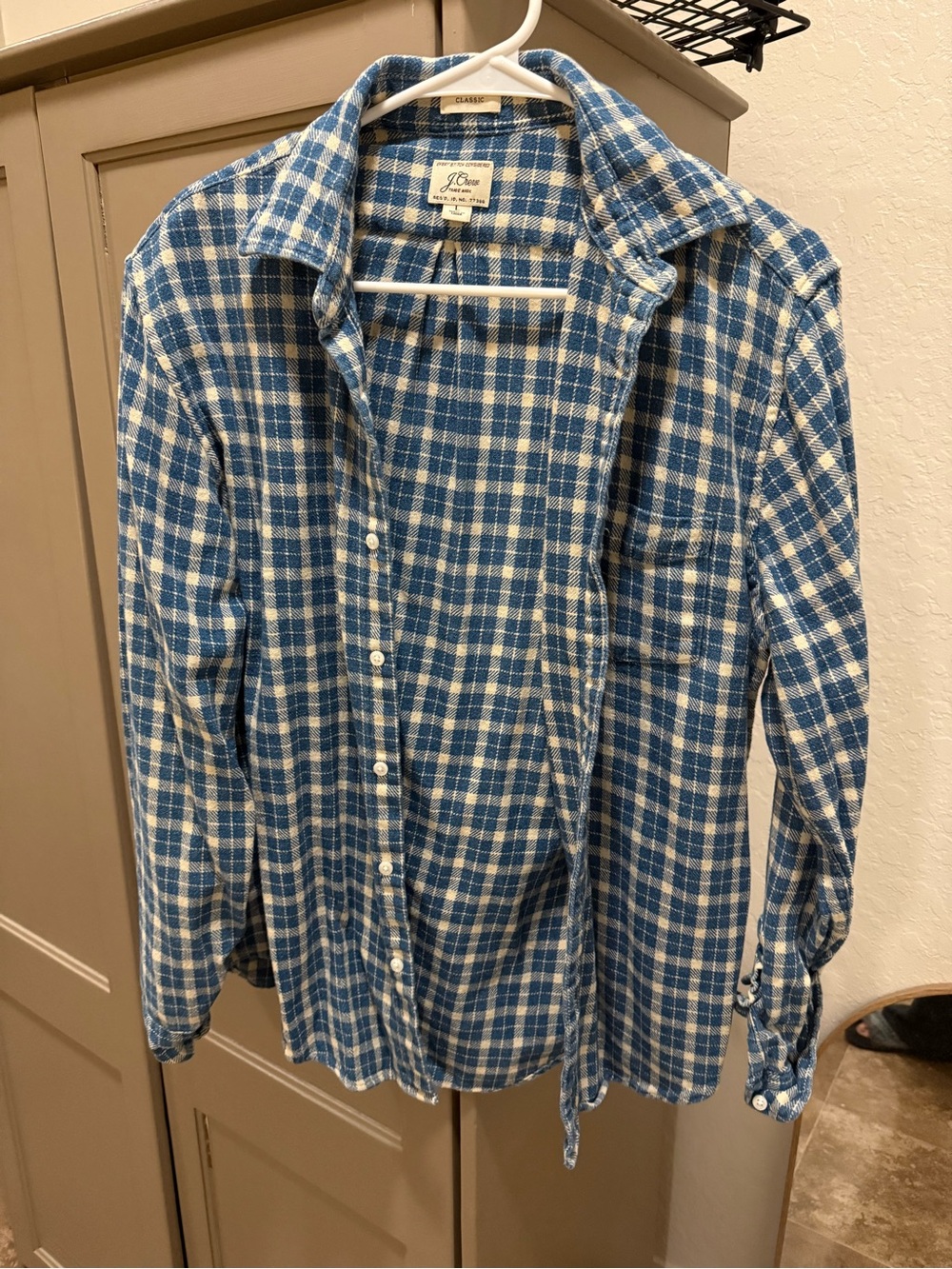 Classic Blue and White Plaid Button-Down Shirt - Men’s Casual